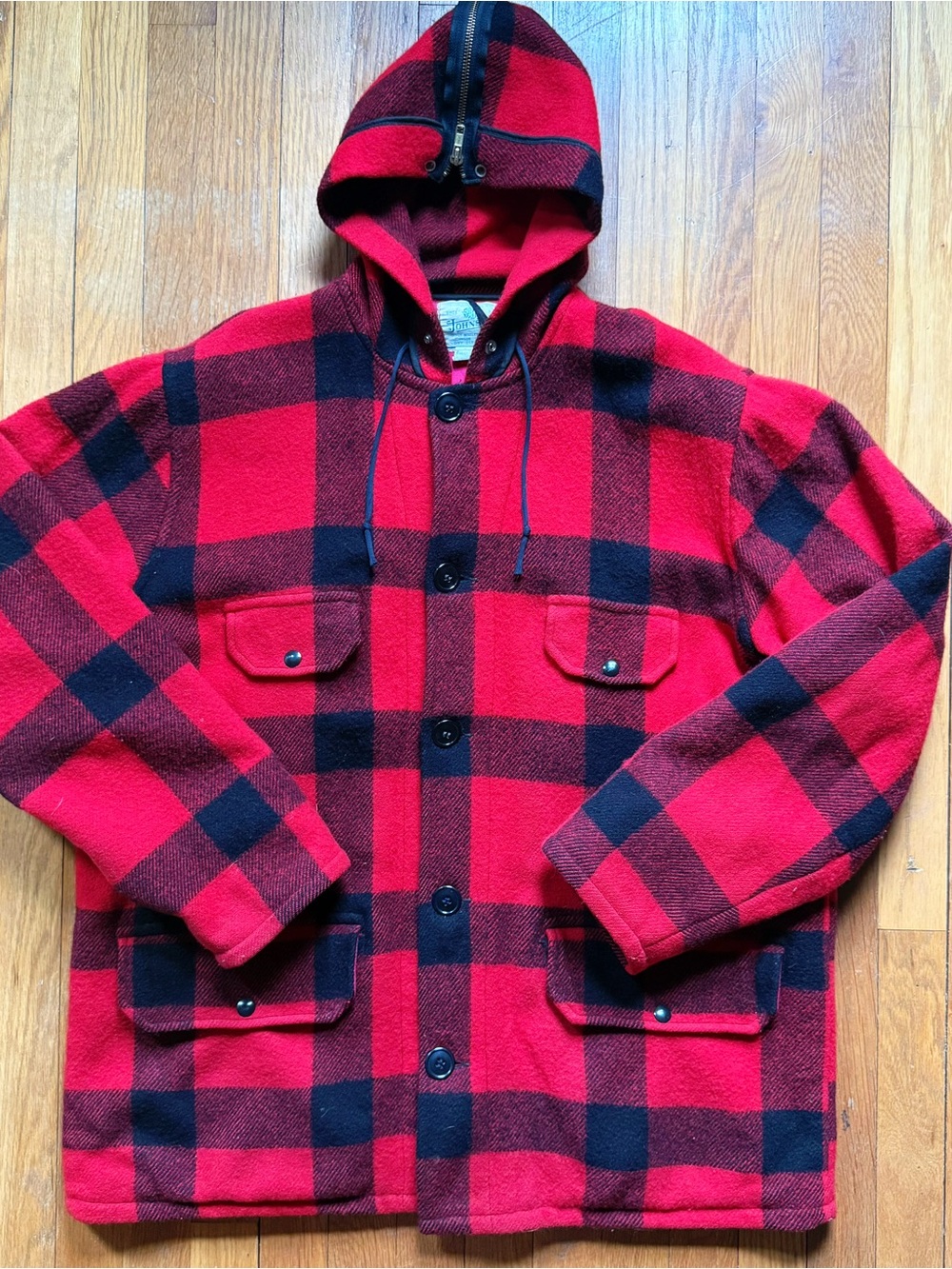 Vintage 1970’s Johnson Woolen Mills Buffalo Plaid Wool Hunting Mackinaw Jacket